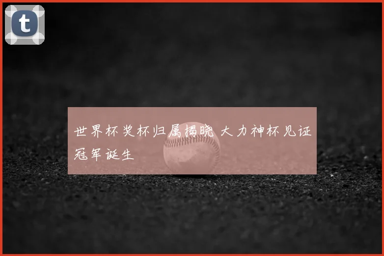 世界杯奖杯归属揭晓 大力神杯见证冠军诞生